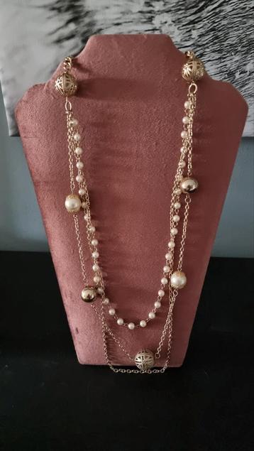 *NIEUW*GOUD & PARELKLEURIGE KETTING - INFO ZIE ADVERTENTIE  beschikbaar voor biedingen