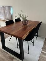 Acacia eettafel + salontafel + eetstoelen, Ophalen, Zo goed als nieuw, Rechthoekig, 50 tot 100 cm