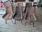 Zes stijlvolle eetkamerstoelen, Ophalen, Gebruikt, Bruin, Stof