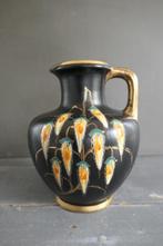 Vintage Regina WB vaas Nora 671 zwart goud met bloemen, Antiek en Kunst, Antiek | Vazen, Verzenden