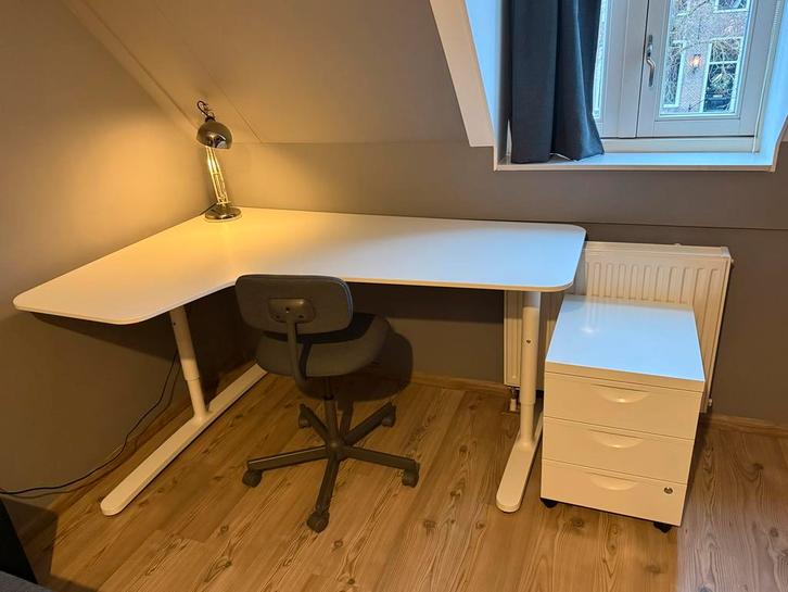 Ikea Bekant bureau + Alex ladekast, Huis en Inrichting, Bureaus, Zo goed als nieuw, Bureau, In hoogte verstelbaar, Ophalen