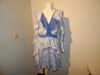 Elisabetta Franchi gipsy ibiza styl jurk voilants wit blauw