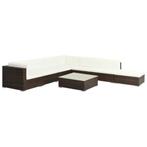 8-delige Loungeset met kussens poly rattan bruin, Tuin en Terras, Tuinsets en Loungesets, Kunststof, ,, Hocker, Nieuw