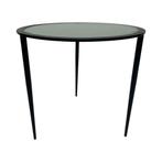 Vintage bijzettafel jaren 80 metaal en glas design, Ophalen, Gebruikt, Rond, Glas