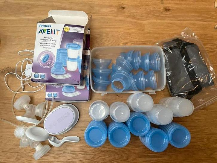 Groot pakket Philips Avent kolf, bewaarbekers, koeltas, Kinderen en Baby's, Babyvoeding en Toebehoren, Zo goed als nieuw, Borstkolf