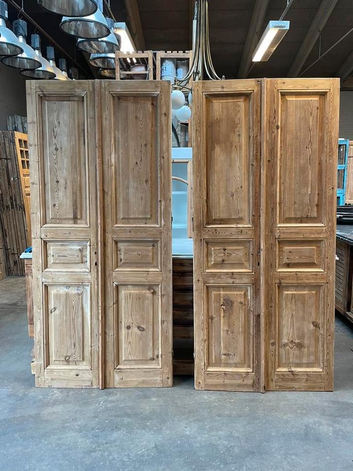Authentieke sets antieke paneeldeuren ,geloogd., Doe-het-zelf en Verbouw, Deuren en Horren, Gebruikt, Binnendeur, 215 cm of meer