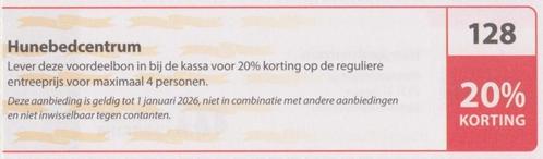 Hunebedcentrum Borger 20% korting Postcodeloterij bon nr 128, Tickets en Kaartjes, Musea, Drie personen of meer, Kortingskaart