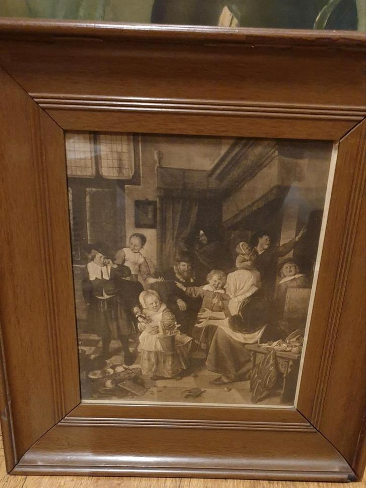 Antieke prent Het Sint-Nicolaas feest van Jan Steen., Antiek en Kunst, Kunst | Schilderijen | Klassiek, Ophalen of Verzenden