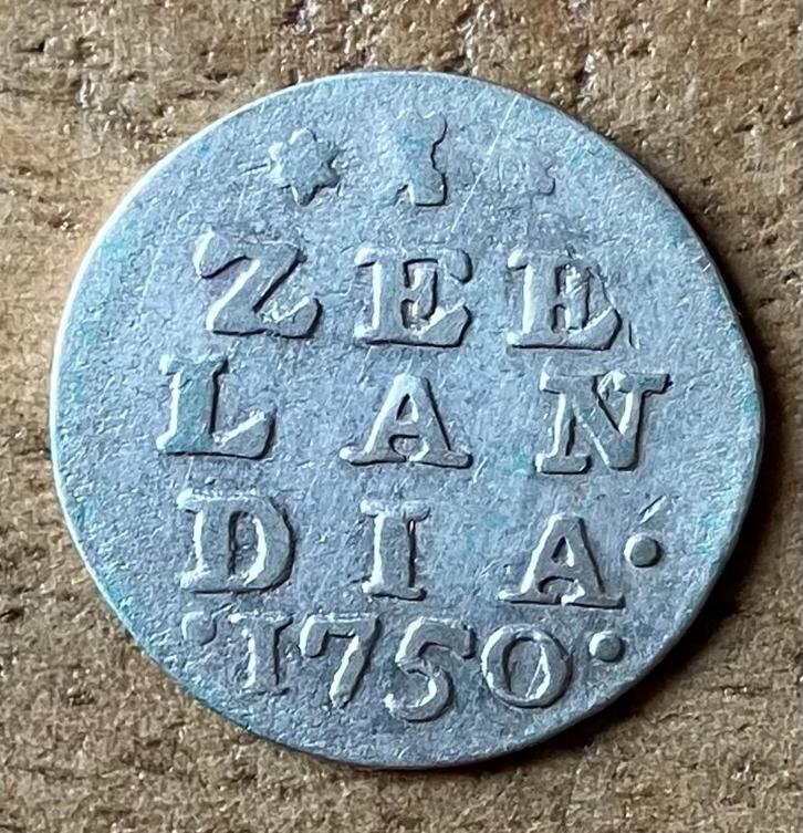 Dubbele Wapenstuiver Zeeland 1750, Postzegels en Munten, Munten | Nederland, Losse munt, Overige waardes, Vóór koninkrijk, Ophalen