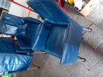 4 blauwe stoelen op wieltjes, Huis en Inrichting, Stoelen, Ophalen, Gebruikt, Blauw