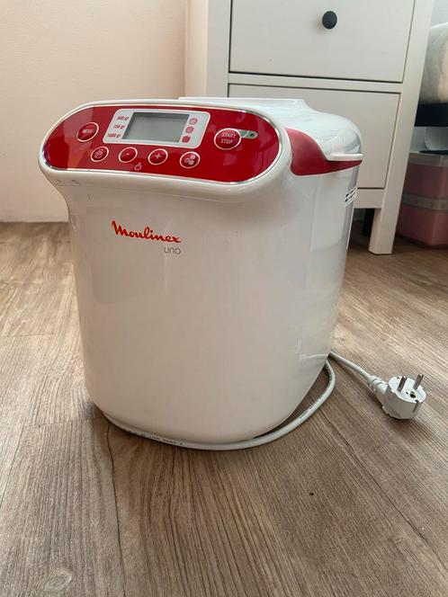 Moulinex Uno Broodbakmachine, Witgoed en Apparatuur, Broodbakmachines, Gebruikt, Met timer, 800 tot 1200 gram deeg, Kijkvenster