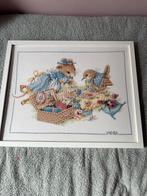 Kruissteekwerk Muis & Vogel Picknick Ingelijst - Handgemaakt, Hobby en Vrije tijd, Borduren en Borduurmachines, Ophalen of Verzenden