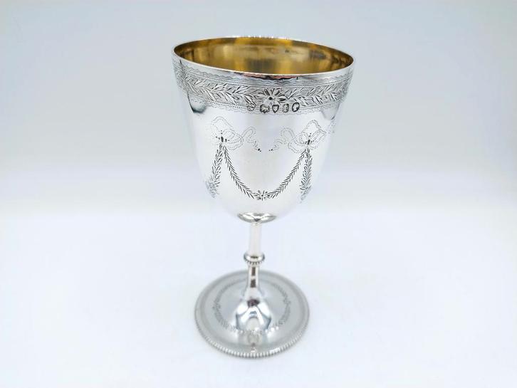 Victoriaans zilveren wijnglas, Mappin & Webb, Londen, 1874, Antiek en Kunst, Antiek | Goud en Zilver, Zilver, Verzenden