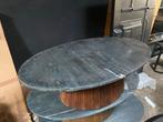 Zwarte marmeren tafel ovaal met mangohouten poot, Ophalen, 100 tot 150 cm, 50 tot 75 cm, Nieuw
