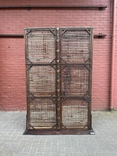 Antiek teakhouten kamerscherm met fraai houtsnijwerk, Huis en Inrichting, Woonaccessoires | Kamerschermen, Ophalen of Verzenden