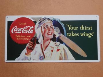 Coca Cola reclamebord pin-up metaal Horeca mancave bar 50x25 beschikbaar voor biedingen