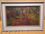 herfstgezicht bospad op paneel, Ophalen of Verzenden