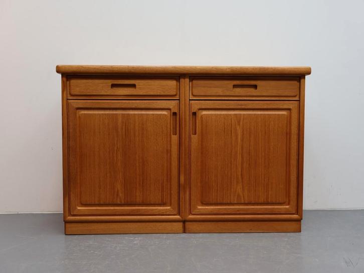 Vintage Deens Teak Dressoir - Jaren 80, Huis en Inrichting, Kasten | Dressoirs, Gebruikt, 100 tot 150 cm, 25 tot 50 cm, Met lade(s)