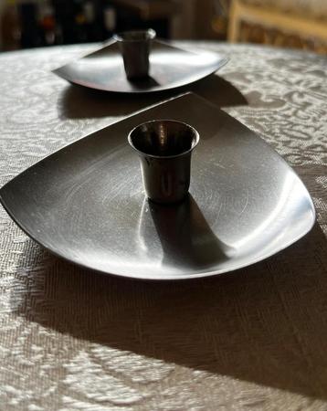 Set 2 mooie kandelaars, RVS, vintage, als nieuw!  beschikbaar voor biedingen