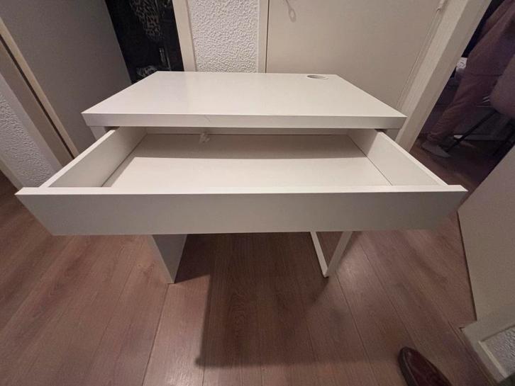 Witte Bureautafel met Lade, Huis en Inrichting, Bureaus, Gebruikt, Bureau, Ophalen