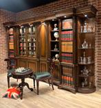 Boekenkast vitrinekast buffetkast archiefkast wandkast drank, Ophalen, 200 cm of meer, Teakhout, Met klep(pen)