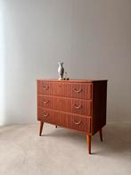 Minimalistische vintage Scandinavische ladekast mahonie 60s, Huis en Inrichting, Metaal, Zo goed als nieuw, 3 of 4 laden, Minder dan 100 cm