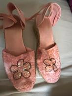 Roze Esperilles met Bloemen - Maat 40, Ophalen of Verzenden, Zo goed als nieuw, Roze, Espadrilles of Moccasins