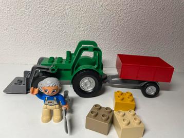 Duplo 4687 Grote Groene Tractor met aanhanger beschikbaar voor biedingen