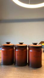 3 vintage Kruidenpotjes jaren ‘70, Ophalen of Verzenden, Zo goed als nieuw, Overige materialen, Pot, Bus of Blik