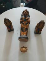 Gouden egyptische beeldjes en snuisterij doosje, Verzamelen, Beelden en Beeldjes, Ophalen of Verzenden, Gebruikt, Overige typen