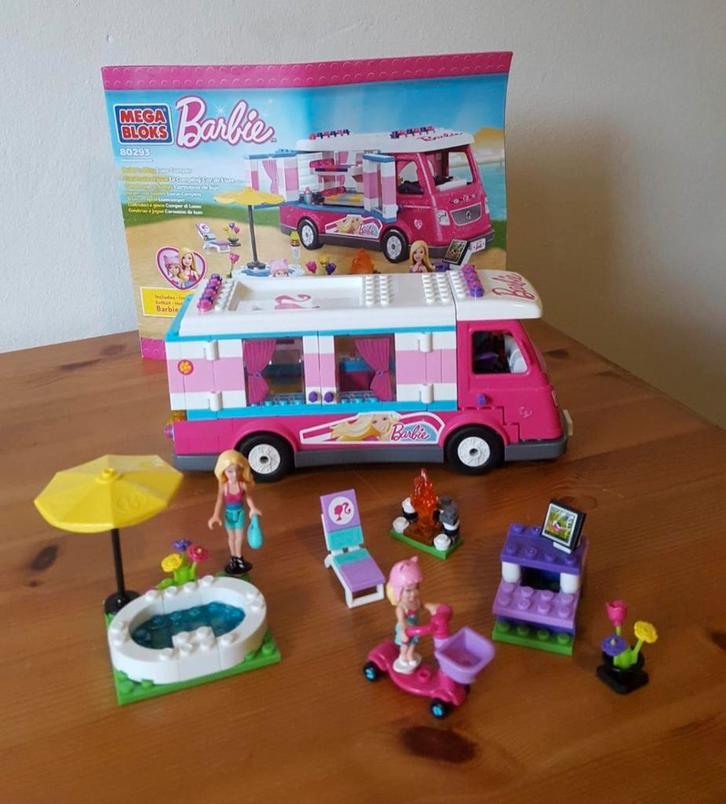 Barbie Mega Bloks Luxe Camper 80293, Kinderen en Baby's, Speelgoed | Duplo en Lego, Zo goed als nieuw, Lego, Complete set, Ophalen of Verzenden