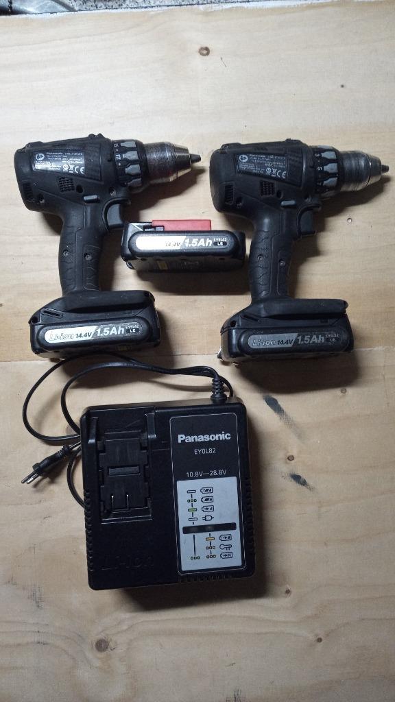 2 Panasonic schroefmachines 14,4/18V+ lader + accu’s, Doe-het-zelf en Verbouw, Gereedschap | Overige machines, Gebruikt, Ophalen of Verzenden
