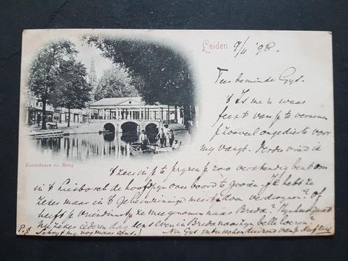 Ansichtkaart Leiden Korenbeurs en brug 1898 !!!, Verzamelen, Ansichtkaarten | Nederland, Gelopen, Zuid-Holland, Voor 1920, Ophalen of Verzenden