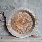 Landelijke grote houten schaal 2 greepjes ø 51cm *Etage3*, Huis en Inrichting, Woonaccessoires | Overige, Gebruikt, ., Ophalen of Verzenden