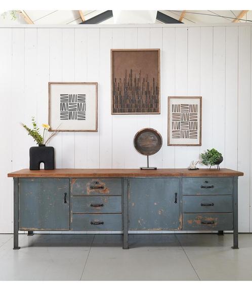 Dressoir, Industriële werkbank, Toonbank, Werkbank, Opberger, Antiek en Kunst, Curiosa en Brocante, Ophalen of Verzenden