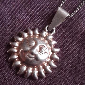 Zilveren Halsketting met Zilveren Zon Hanger Edelweiss Alpen beschikbaar voor biedingen