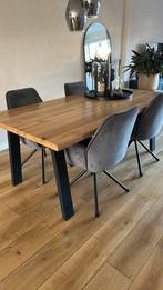 Zes eethoekstoelen, antraciet, Huis en Inrichting, Stoelen, Ophalen, Zo goed als nieuw, Vijf, Zes of meer stoelen, Stof