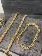 14 karaats gouden koningsketting met armband set, Sieraden, Tassen en Uiterlijk, Kettingen, Nieuw, Goud, Goud, Ophalen of Verzenden