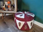 Leuke Vintage poef met opbergvak, Ophalen, Minder dan 50 cm, Rond, Minder dan 50 cm