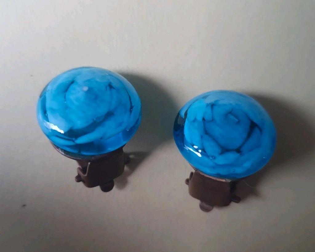 Vintage oorclips van glas, Ophalen of Verzenden, Overige materialen