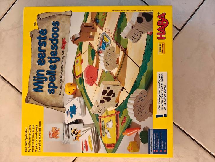 Haba Mijn Eerste Spelletjesdoos, Hobby en Vrije tijd, Gezelschapsspellen | Bordspellen, Zo goed als nieuw, Een of twee spelers