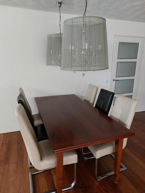 Eettafel, stoelen, salontafel, spiegels, lampen, Huis en Inrichting, Complete eetkamers, Gebruikt, 6 tot 8 stoelen, Ophalen