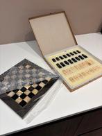 Vintage marmeren schaakspel marmer schaakbord originele doos, Ophalen of Verzenden, Gebruikt
