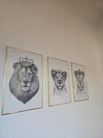 Fotolijsten met hoogwaardige leeuwenprint goud, Ophalen of Verzenden, Zo goed als nieuw, Minder dan 50 cm, Minder dan 50 cm