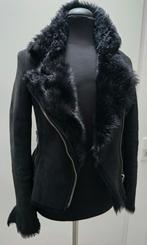 Zeer soepele lammy coat biker jack echt lamsleer en vacht S, Kleding | Dames, Zwart, Ophalen of Verzenden, Zo goed als nieuw, Vent Couvert