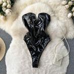 Zwarte kunstleren dames romper bodysuit lak wetlook vrouwen, Kleding | Dames, Verzenden, Zwart, Body of Korset