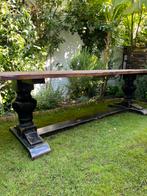 Massieve eikenhouten eettafel (kloostertafel), Huis en Inrichting, Tafels | Eettafels, Ophalen, Gebruikt, Eikenhout, 200 cm of meer