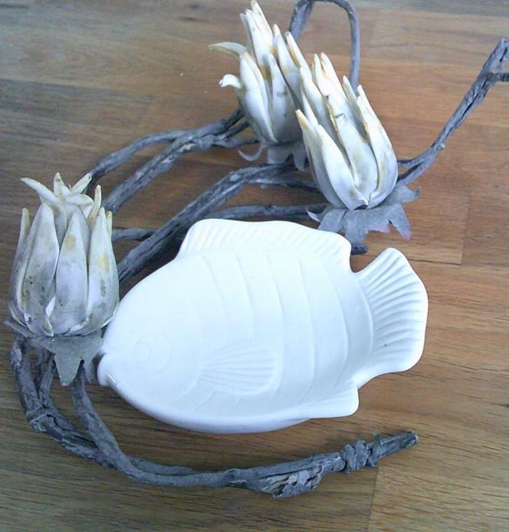 Schaaltje Vis klein van wit keramiek zeepschaaltje, Huis en Inrichting, Woonaccessoires | Overige, Gebruikt, Ophalen of Verzenden