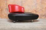 ZGANieuw! zwart rode leren Leolux Kikko design chaise longue, Leolux, Eenpersoons, Design, 150 tot 200 cm
