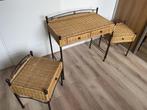 Rotan/Riet kaptafel en 2 nachtkastjes, Huis en Inrichting, Tafels | Kaptafels, Ophalen, Overige materialen, Gebruikt, Vintage